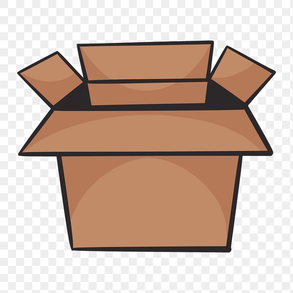 Cardboard box png, retro illustration, transparent background