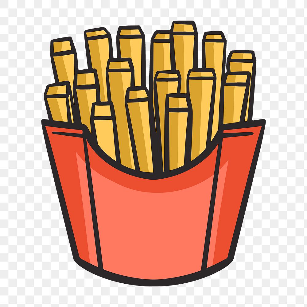 French fries png, retro illustration, transparent background