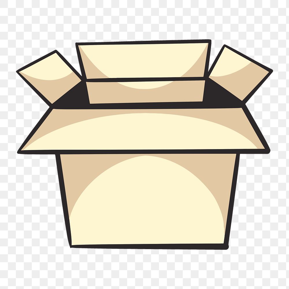 Cardboard box png, retro illustration, transparent background