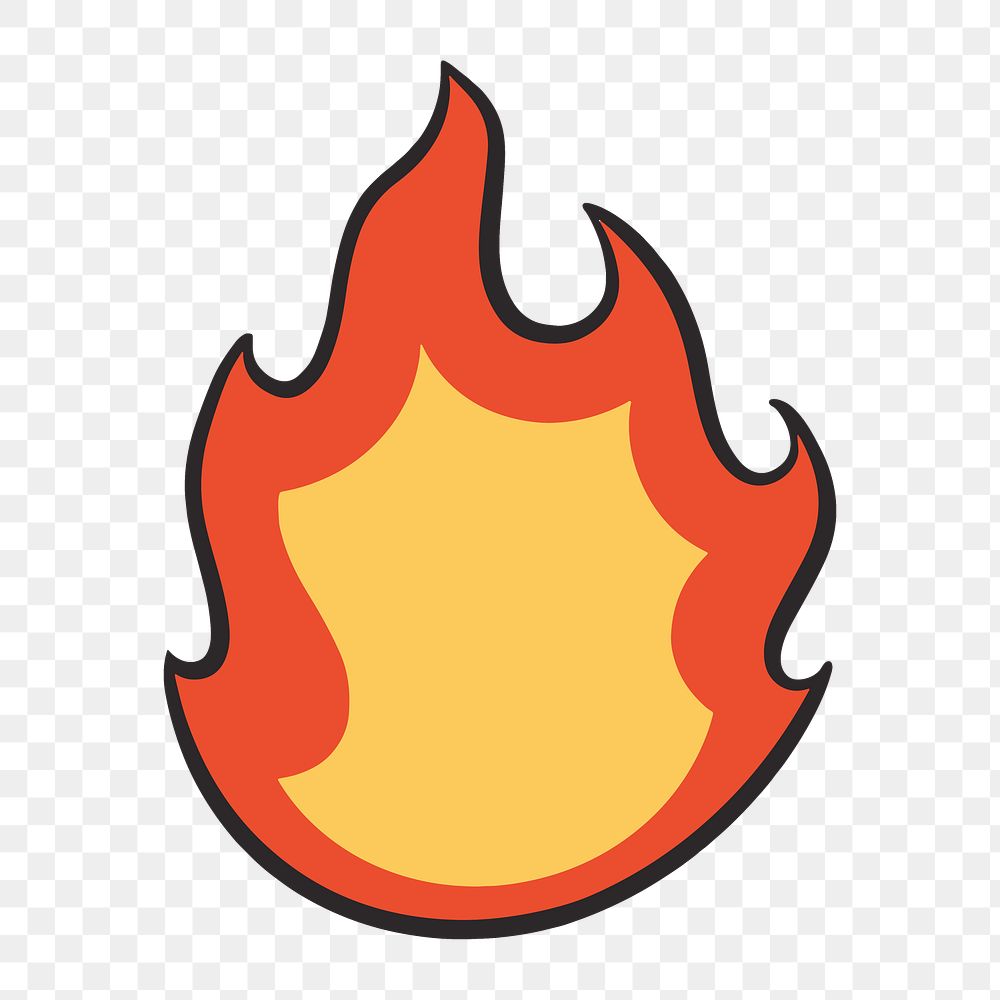 Fire flame png, retro illustration, transparent background