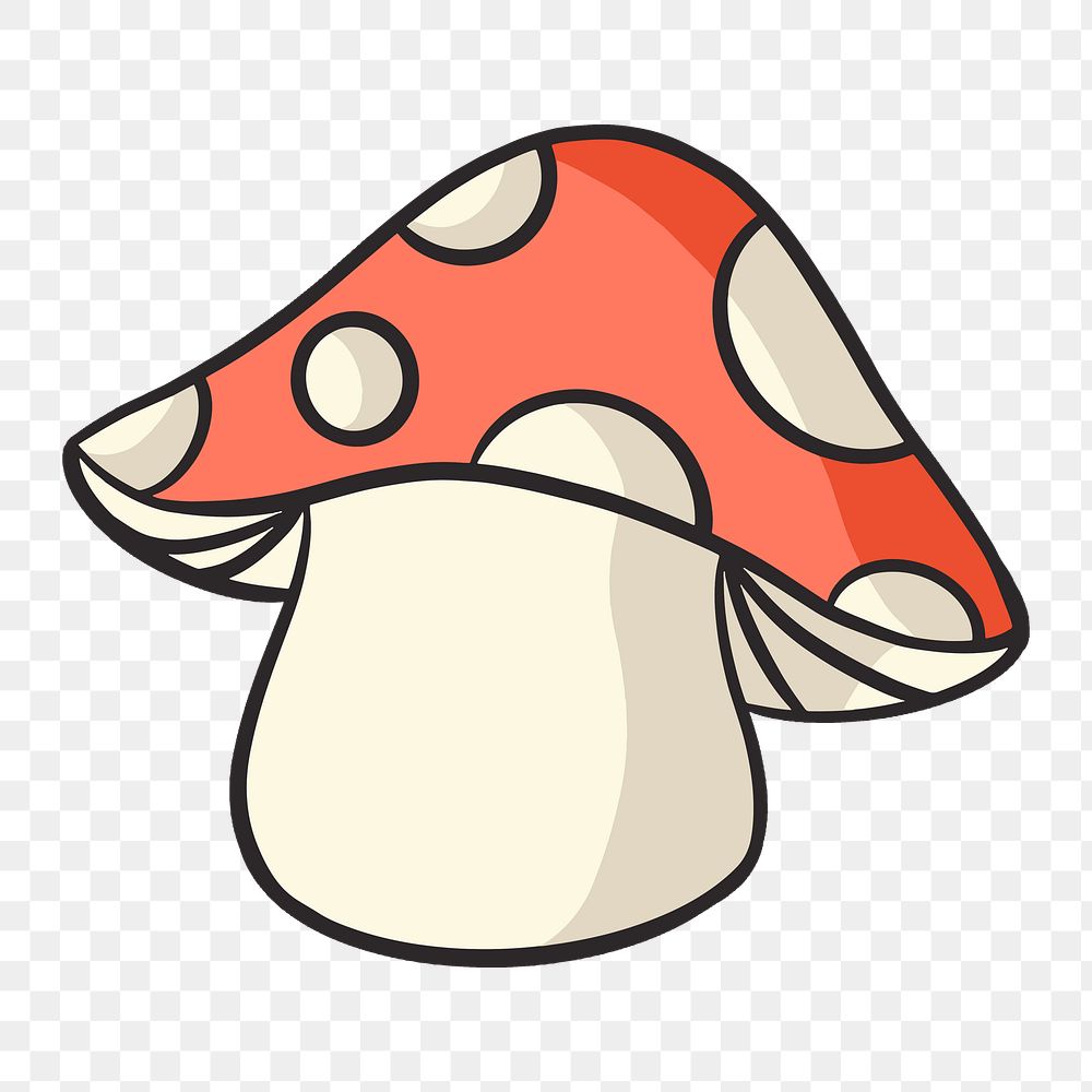 Spotted mushroom png, retro illustration, transparent background