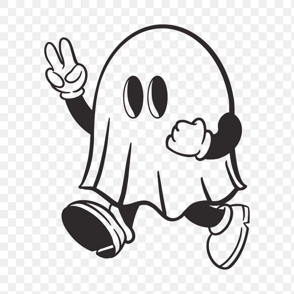 Cute ghost png, retro illustration, transparent background