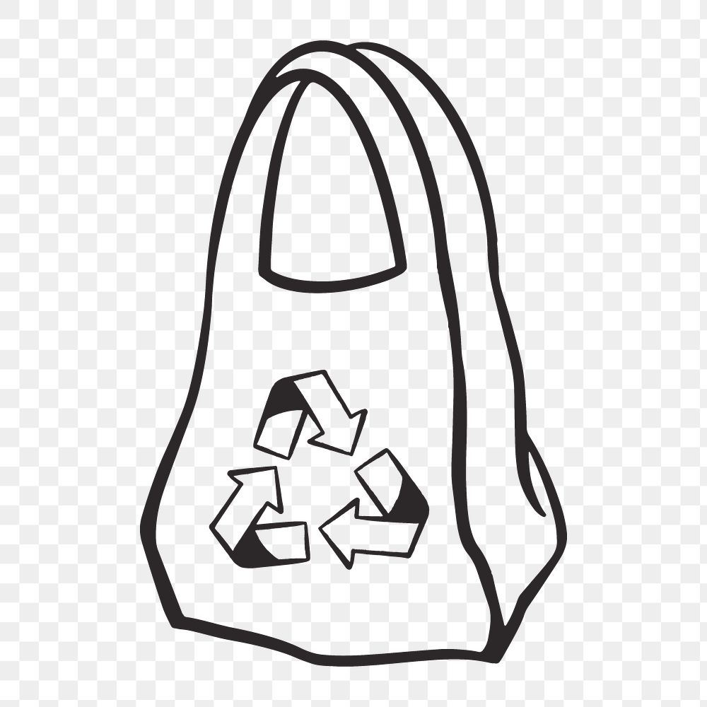 Recycle bag png, retro illustration, transparent background