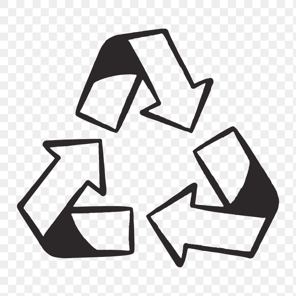 Recycling symbol png, retro illustration, transparent background