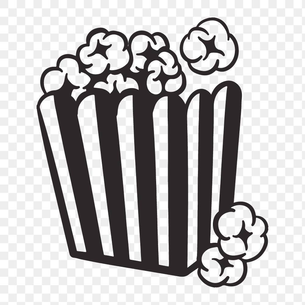 Theater popcorn png, retro illustration, transparent background