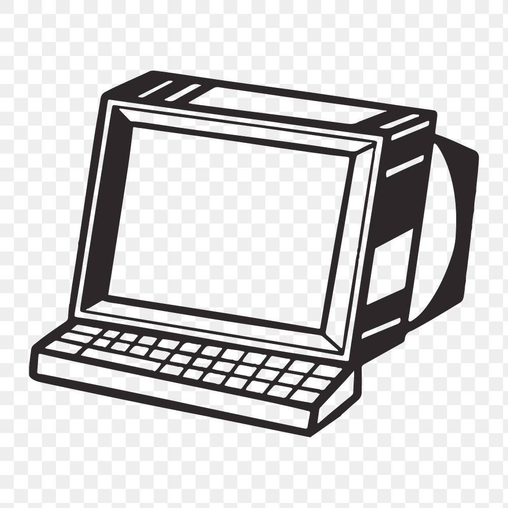 Computer desktop png, retro illustration, transparent background