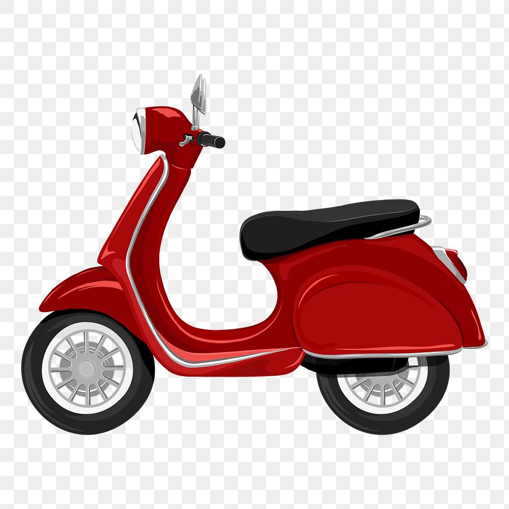 Red scooter png vehicle illustration, transparent background