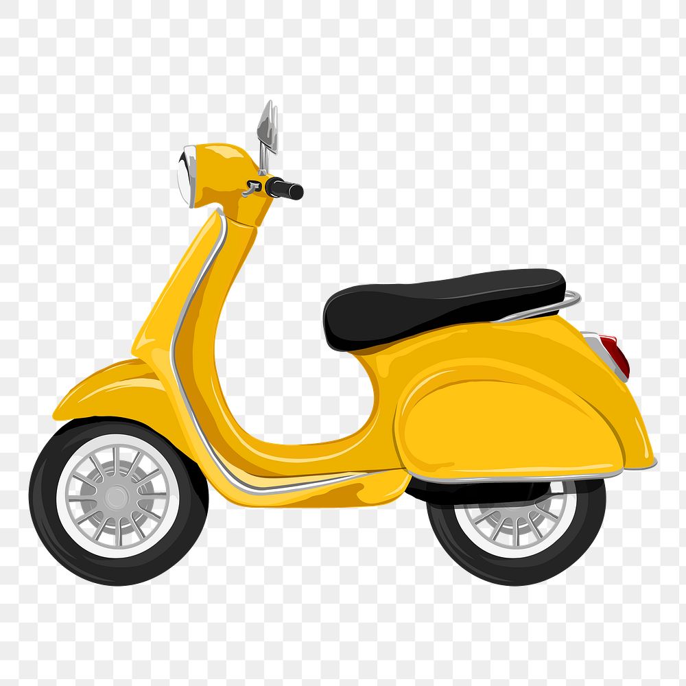 Yellow scooter png vehicle illustration, transparent background