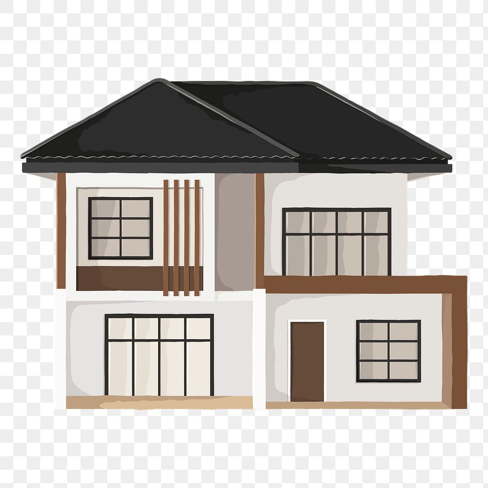Two story house png architecture illustration, transparent background