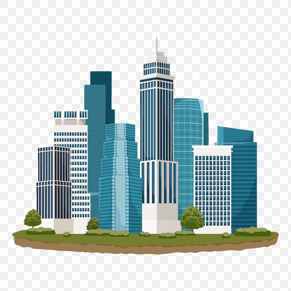 City buildings png illustration, transparent background