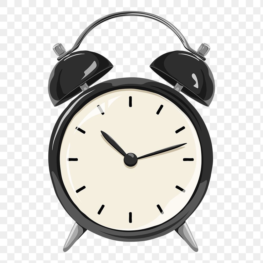 Black alarm clock png object illustration, transparent background