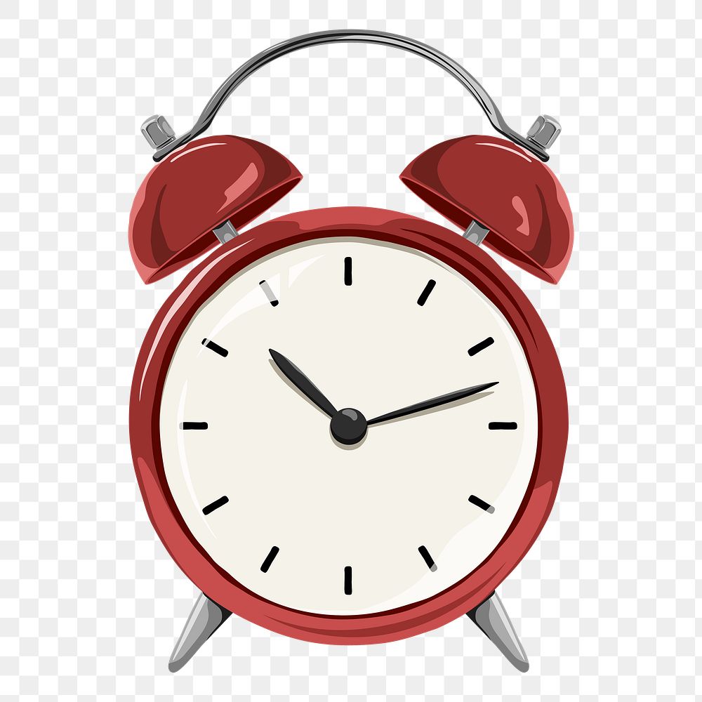 Red alarm clock png object illustration, transparent background