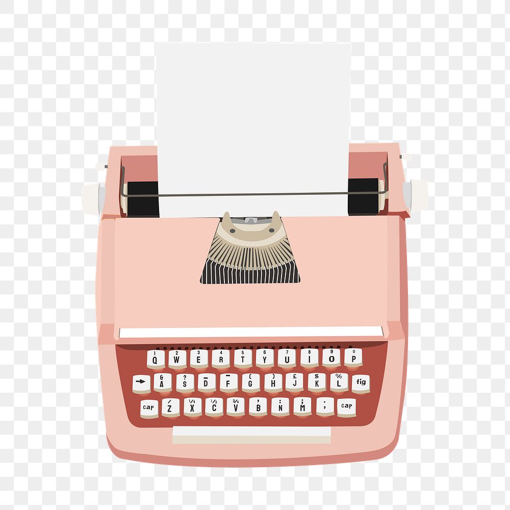 Retro pink typewriter aesthetic illustration 
