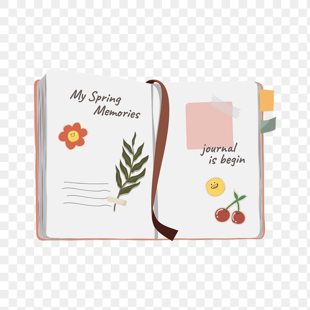 Personal journal book, cute stationery illustration