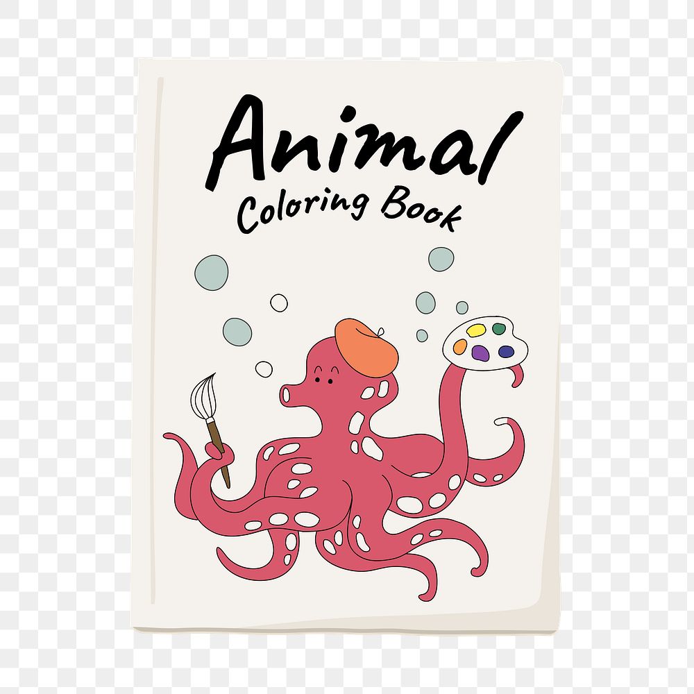 Animal coloring book, cute stationery illustration