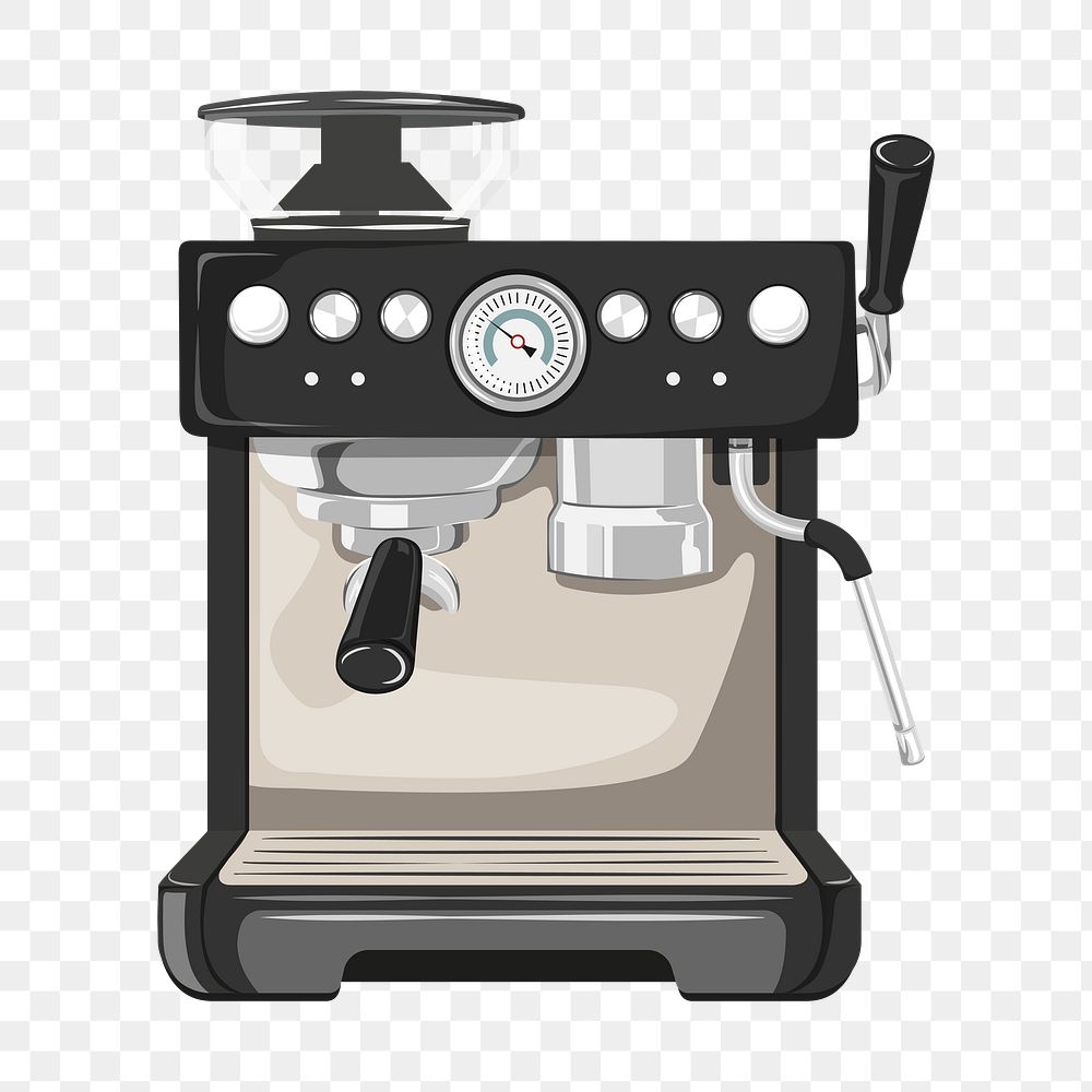 Coffee maker png cute machine illustration, transparent background