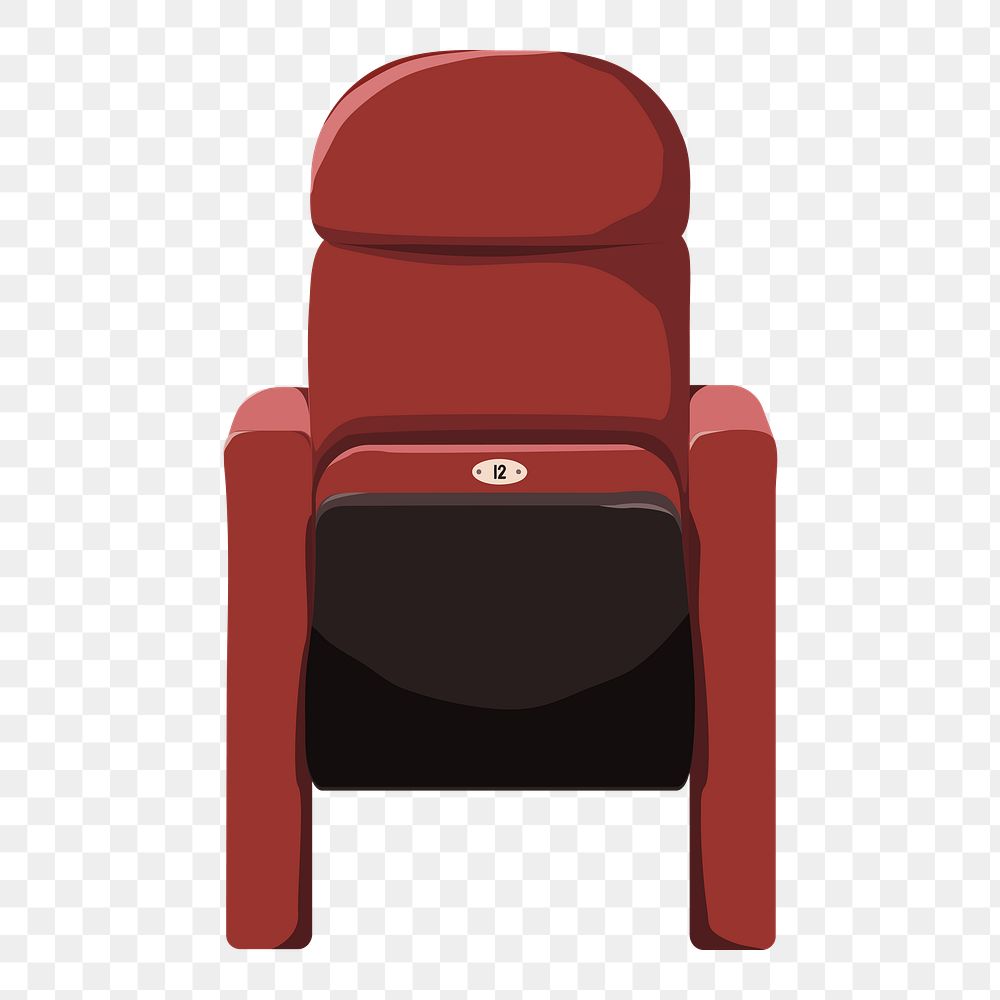 Red png cinema seat, transparent background