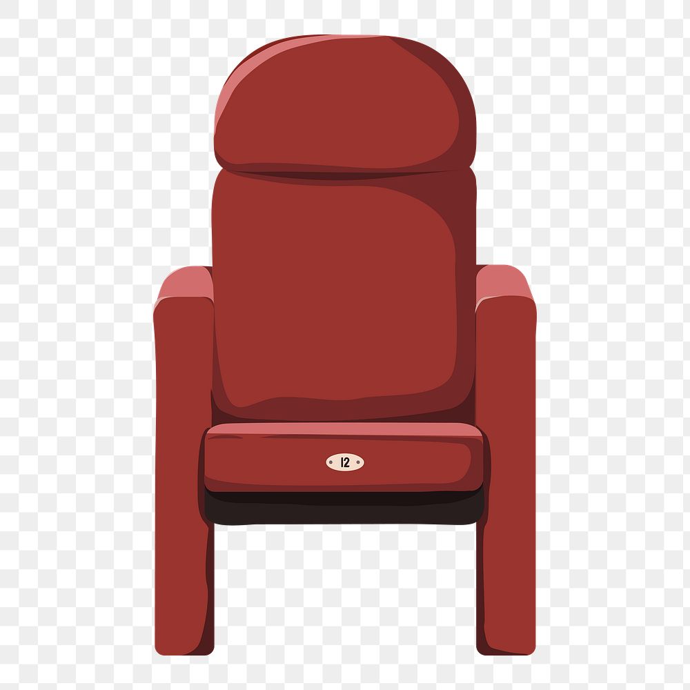 Red png cinema seat, transparent background