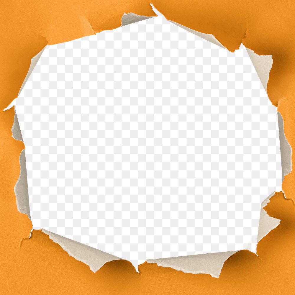 PNG orange ripped paper hole, transparent background