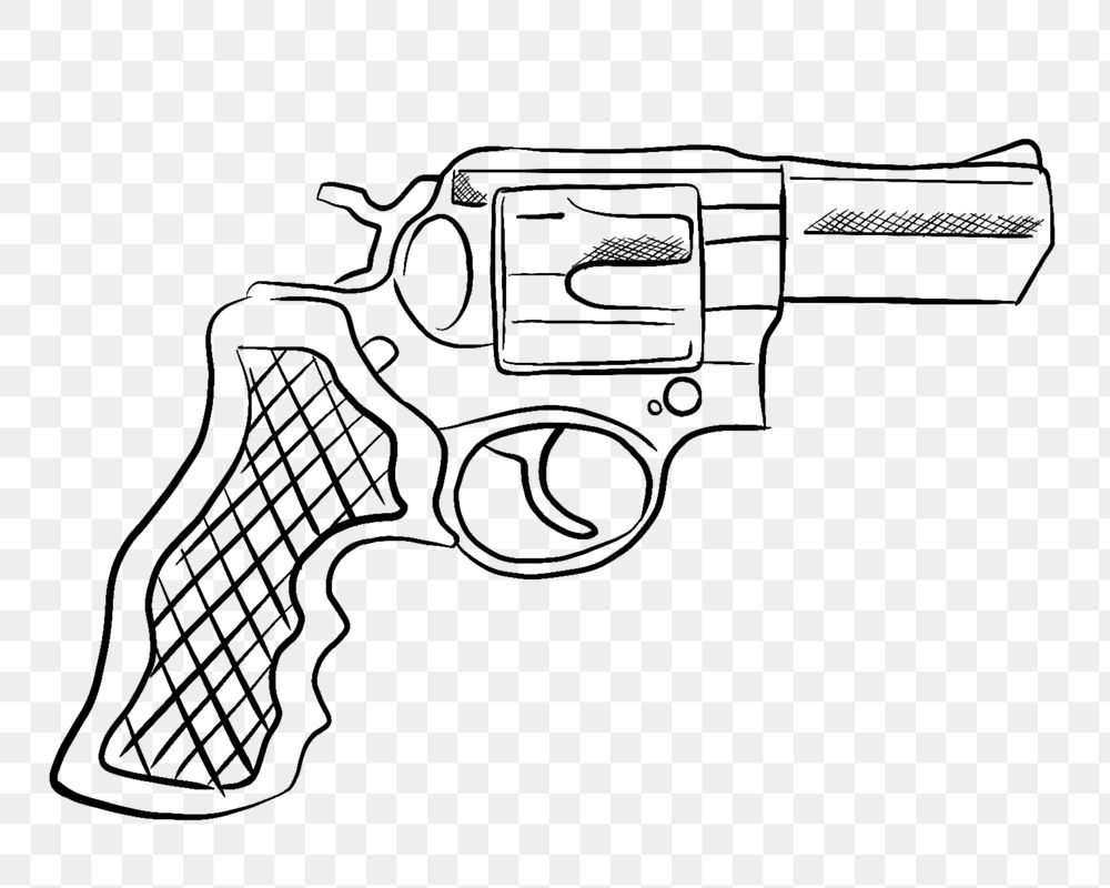 Gun png line art, transparent background