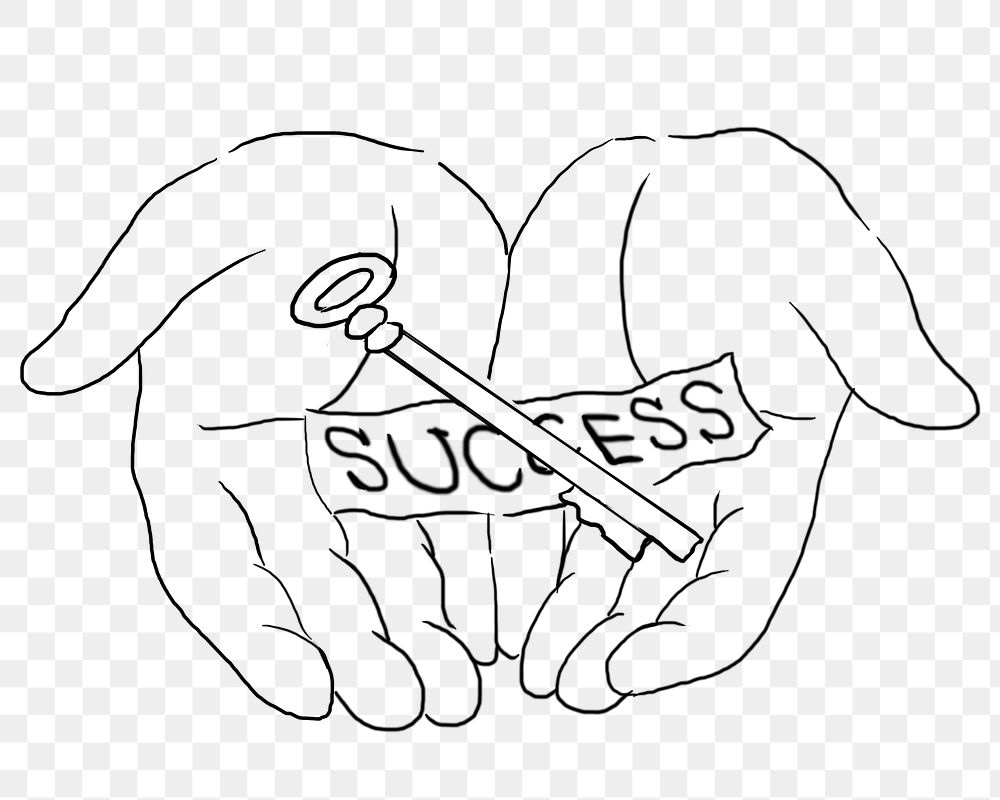 Key to success png line art, transparent background