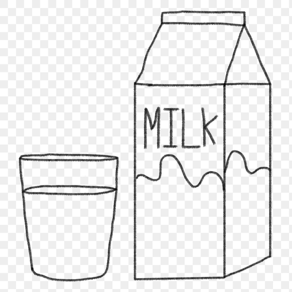 Milk carton png line art, transparent background