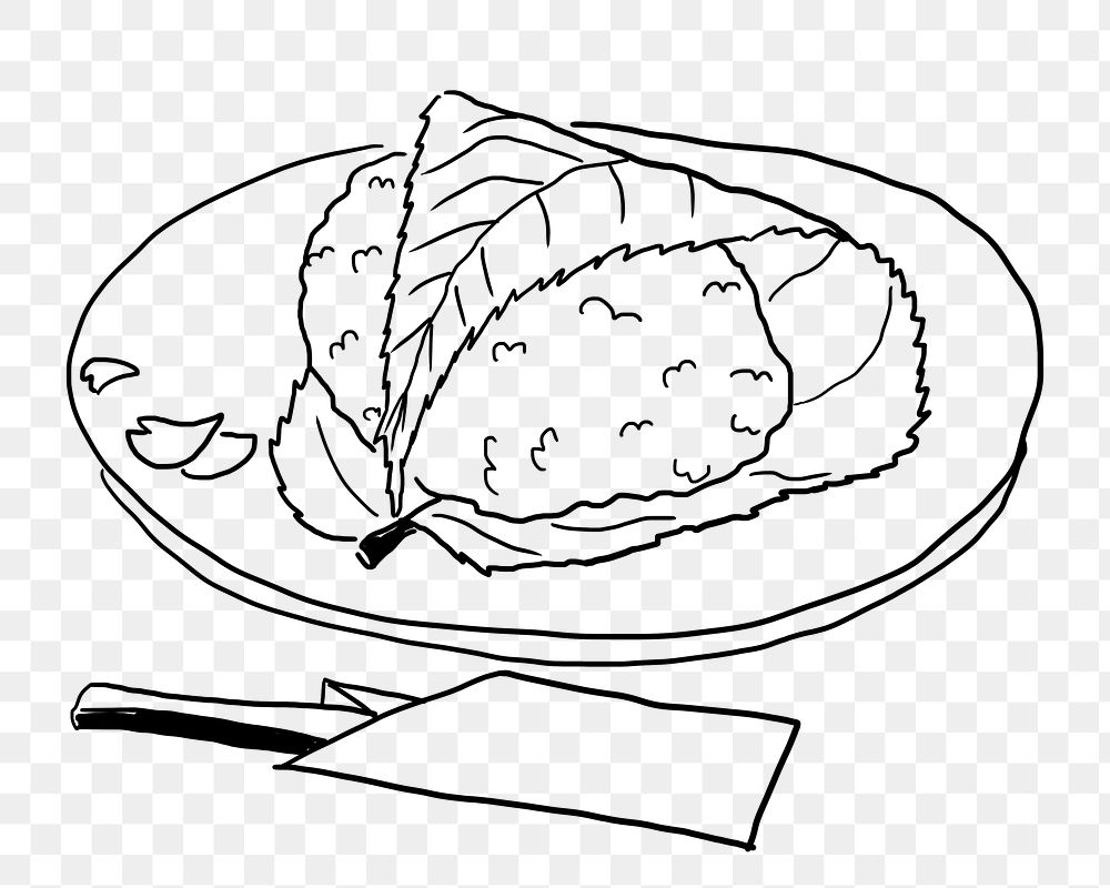 Japanese food png line art, transparent background