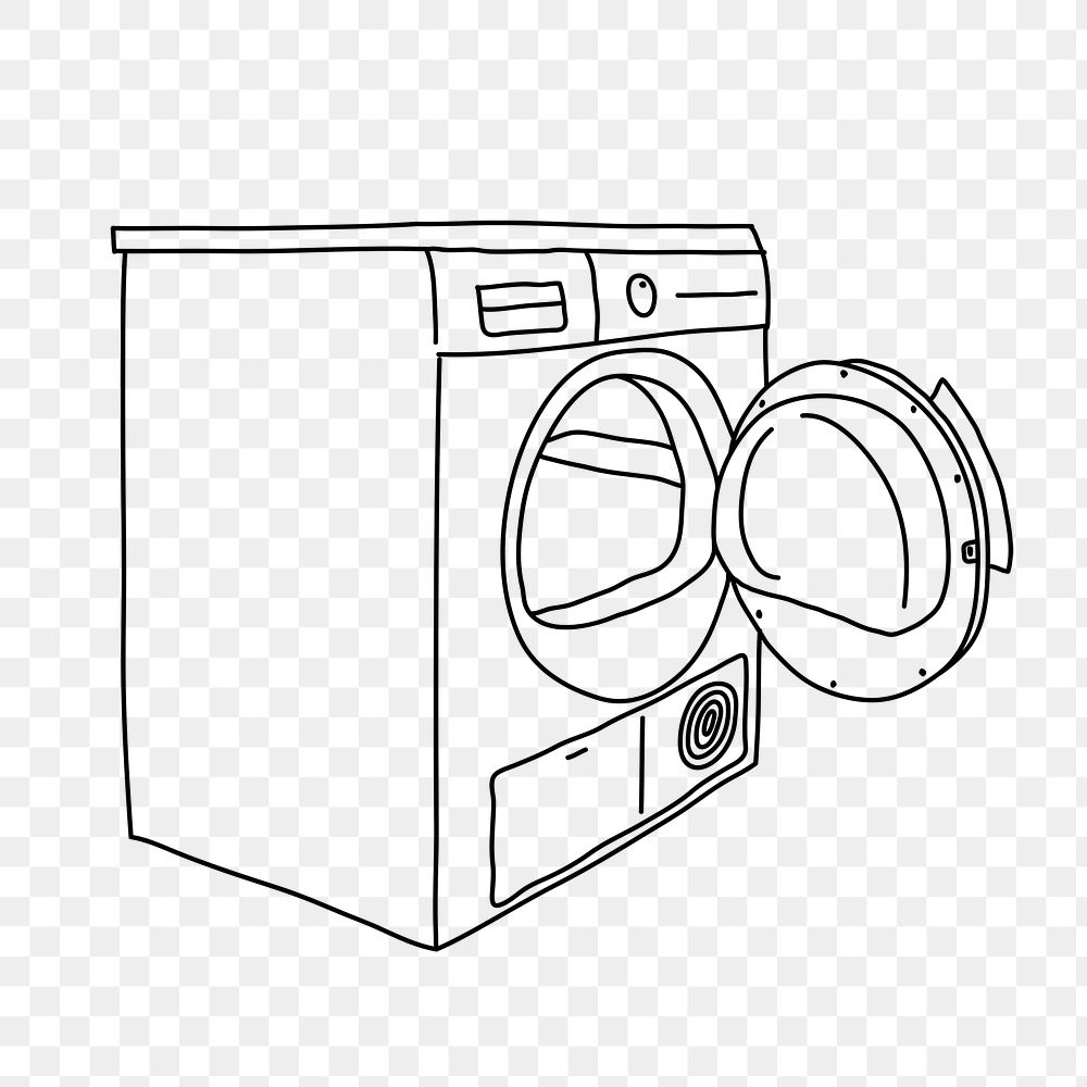 Washing machine png line art illustration, transparent background