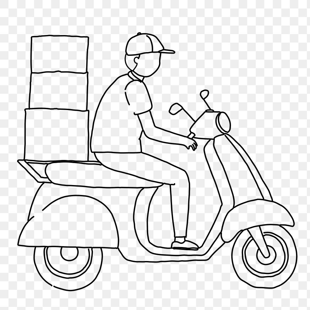 Delivery png line art, transparent background