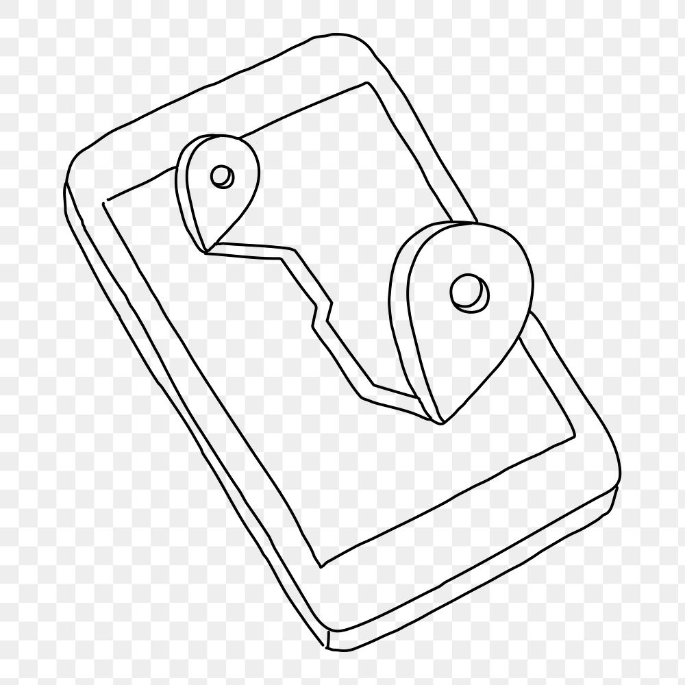 GPS application png line art, transparent background