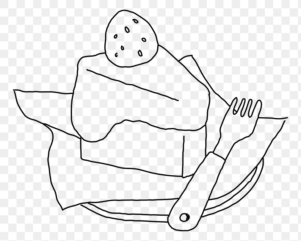 Cake png line art, transparent background