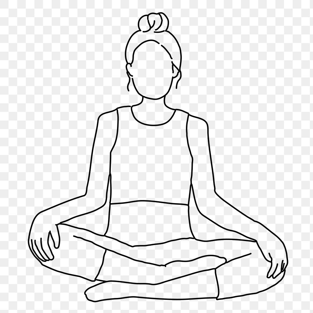 Yoga png line art, transparent background