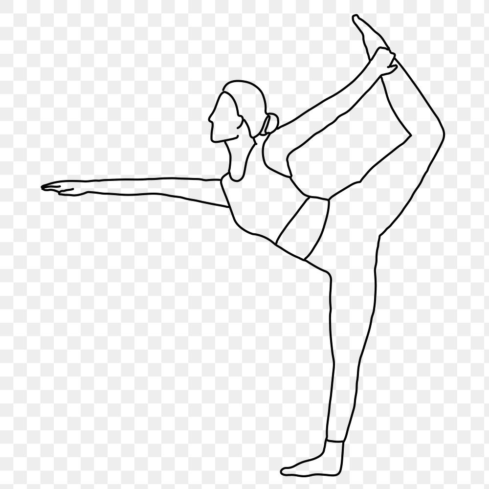 Yoga png line art, transparent background