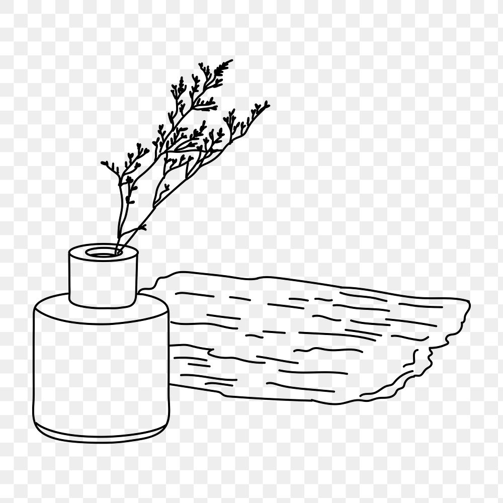 Scented aroma flower png line art illustration, transparent background