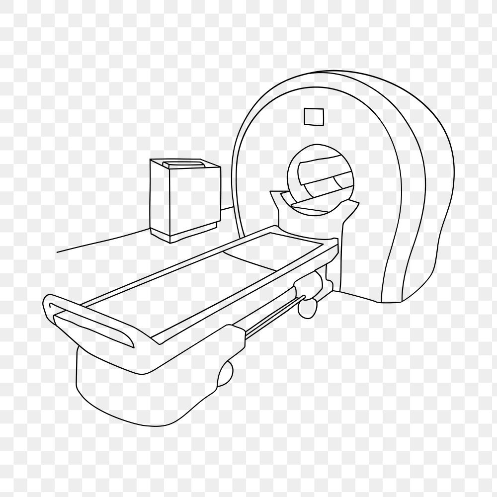 Medical MRI scanner png line art illustration, transparent background