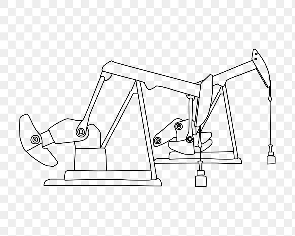 Horsehead pump png, industry line art illustration, transparent background