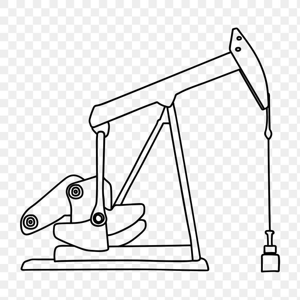 Horsehead pump png, industry line art illustration, transparent background