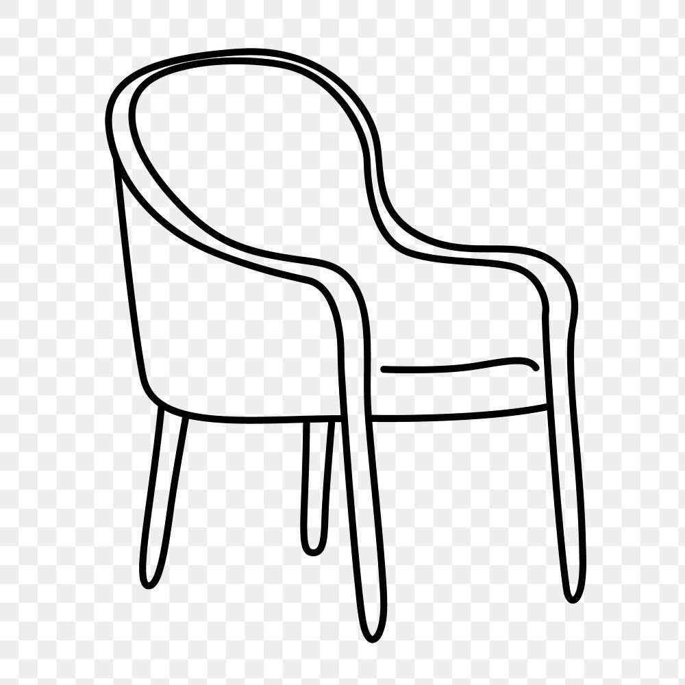 Armchair furniture png line art illustration, transparent background