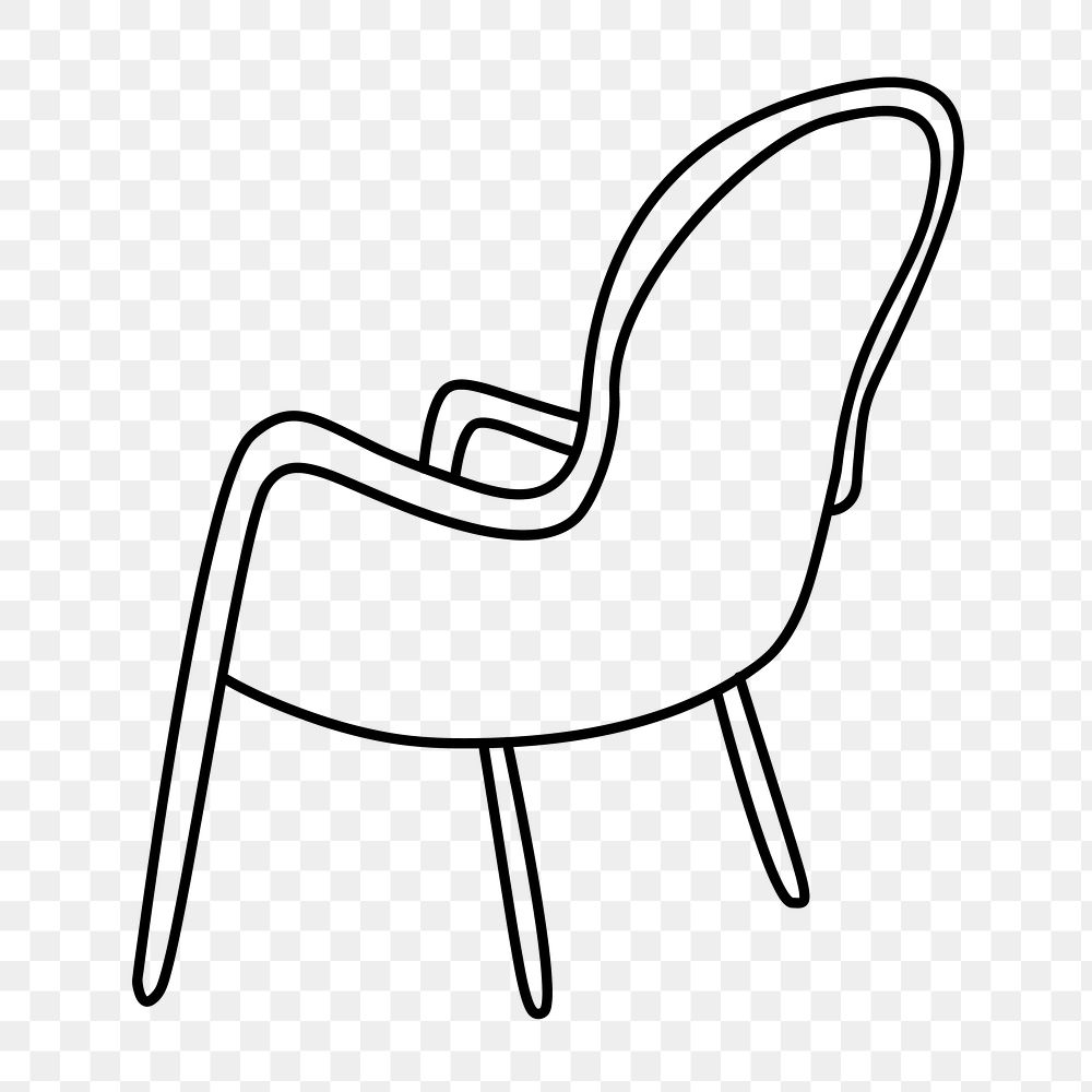 Armchair furniture png line art illustration, transparent background