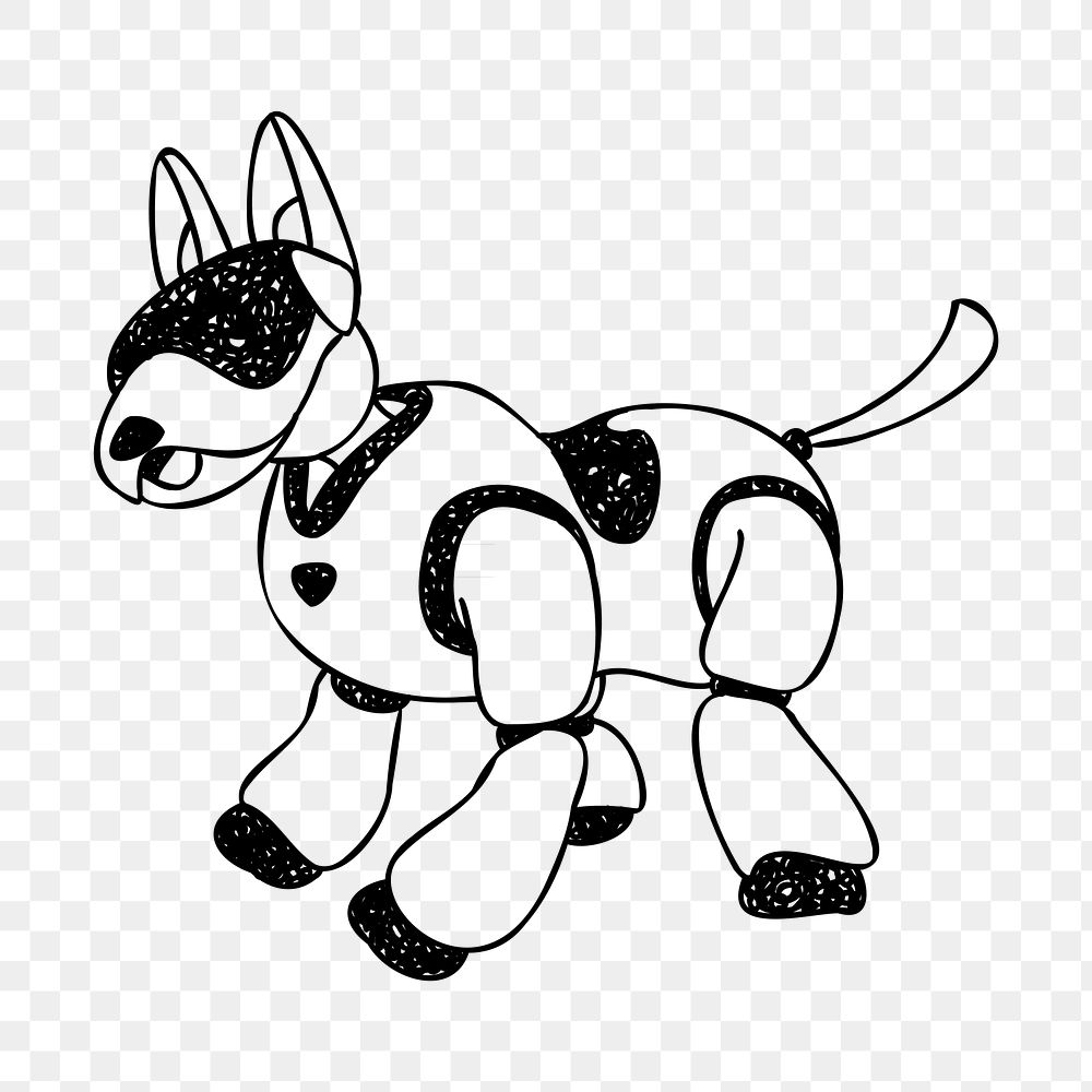 Robotic dog png, technology line art illustration, transparent background