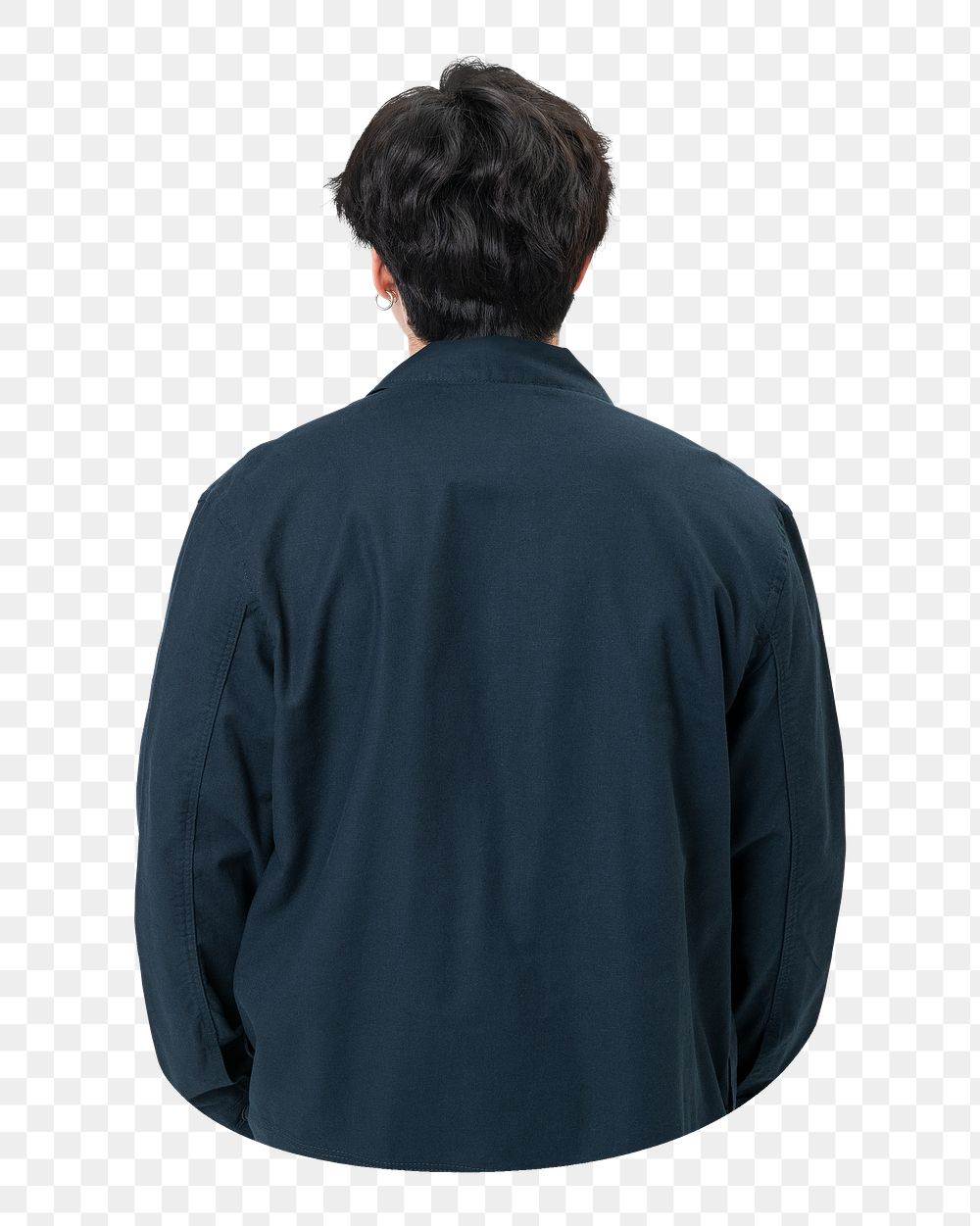 Png back, man in shirt image on transparent background