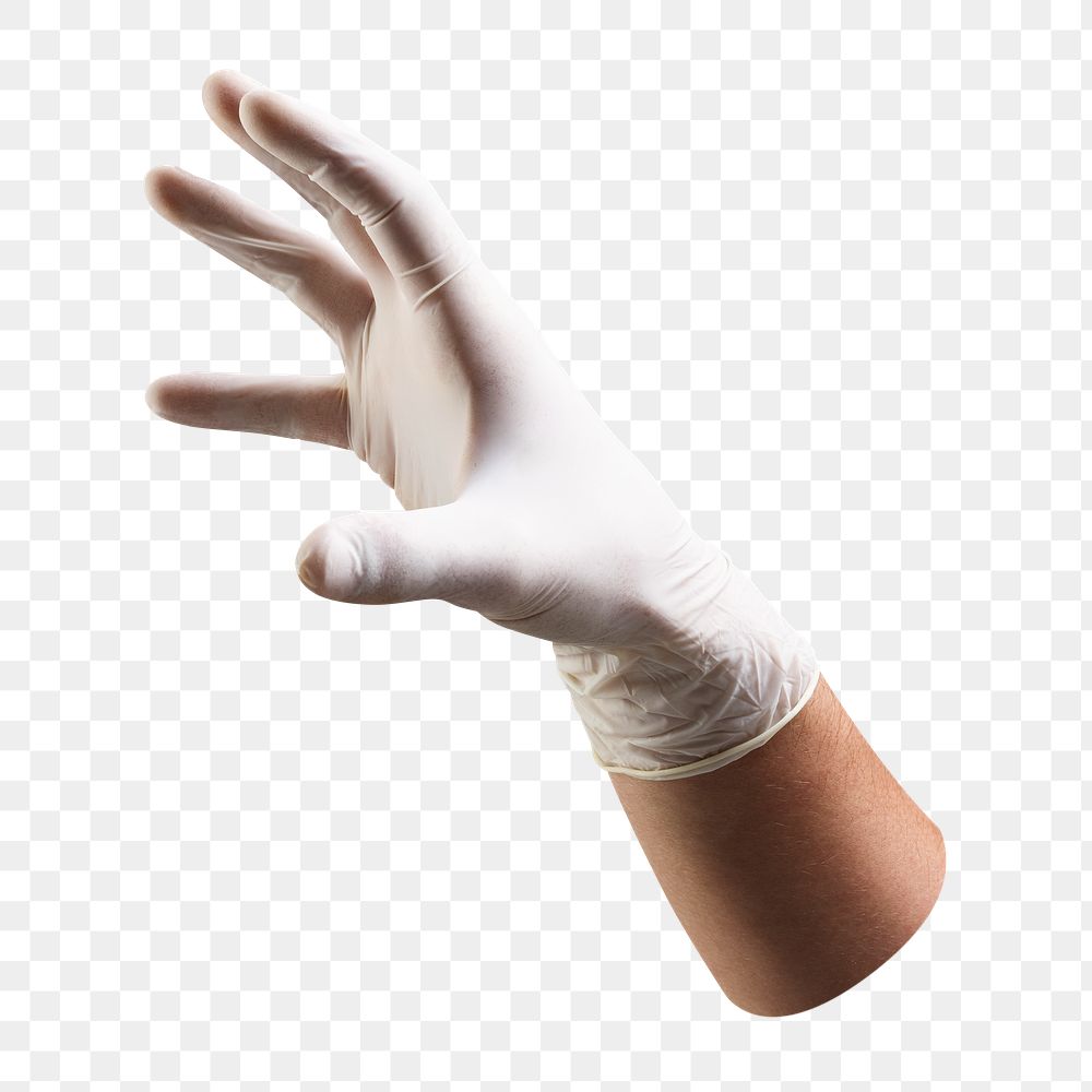 PNG Medical gloved hands collage element, transparent background