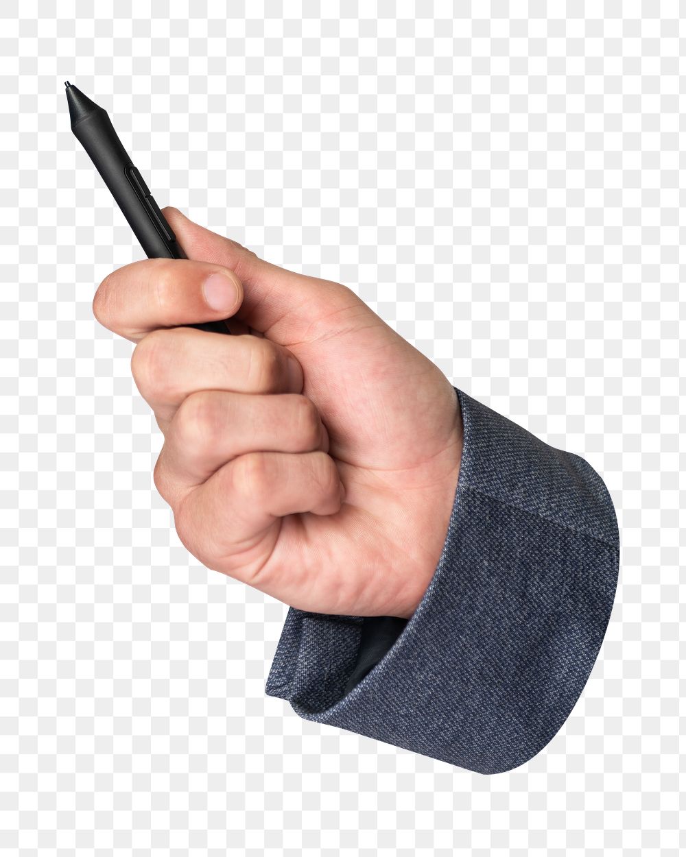 Png businessman holding smart pen image on transparent background