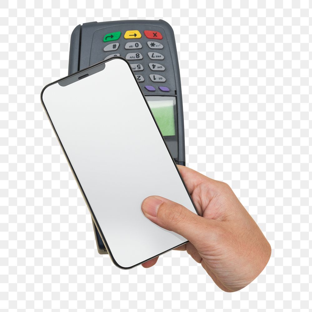 Png smartphone, cashless payment image on transparent background