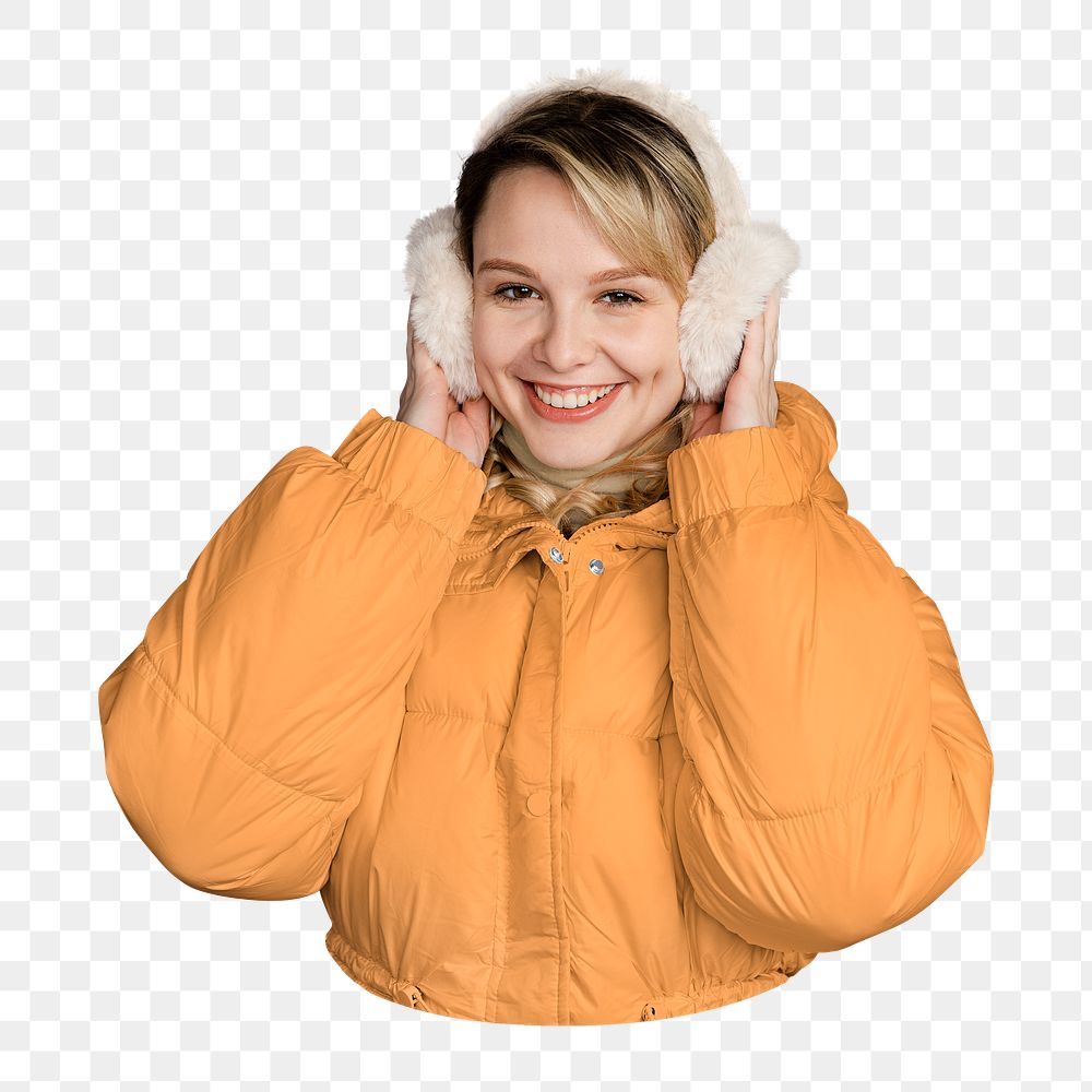 Woman winter outfit png image, transparent background