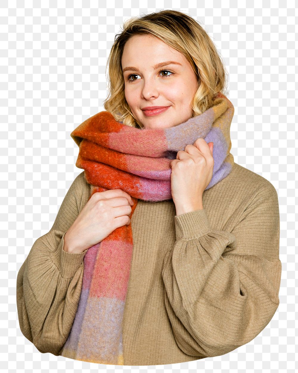 PNG woman in Winter outfit, collage element, transparent background