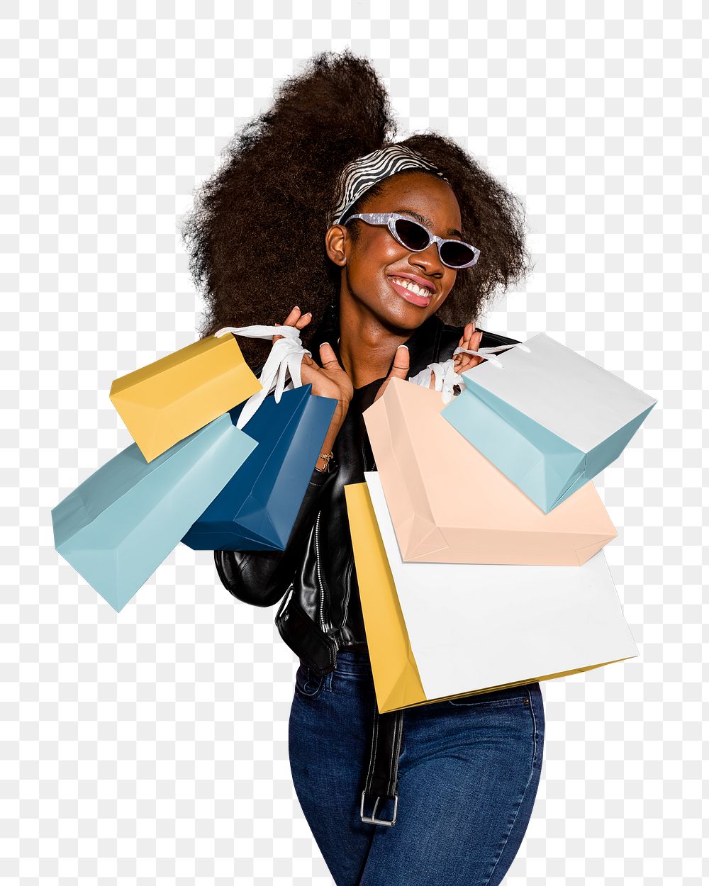 Woman shopping png sticker, transparent background