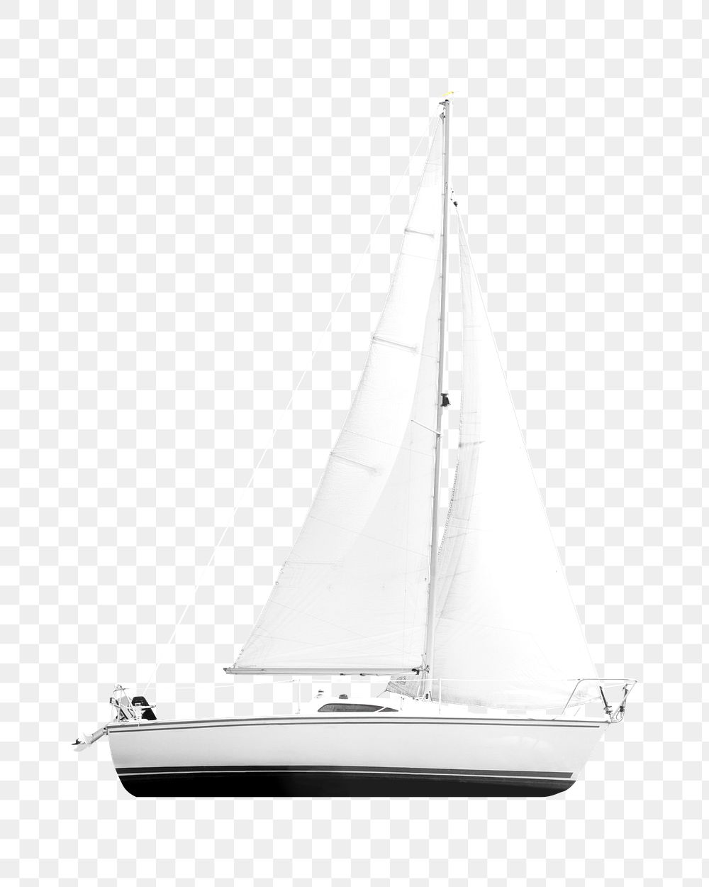 Sailing yacht png collage element, transparent background