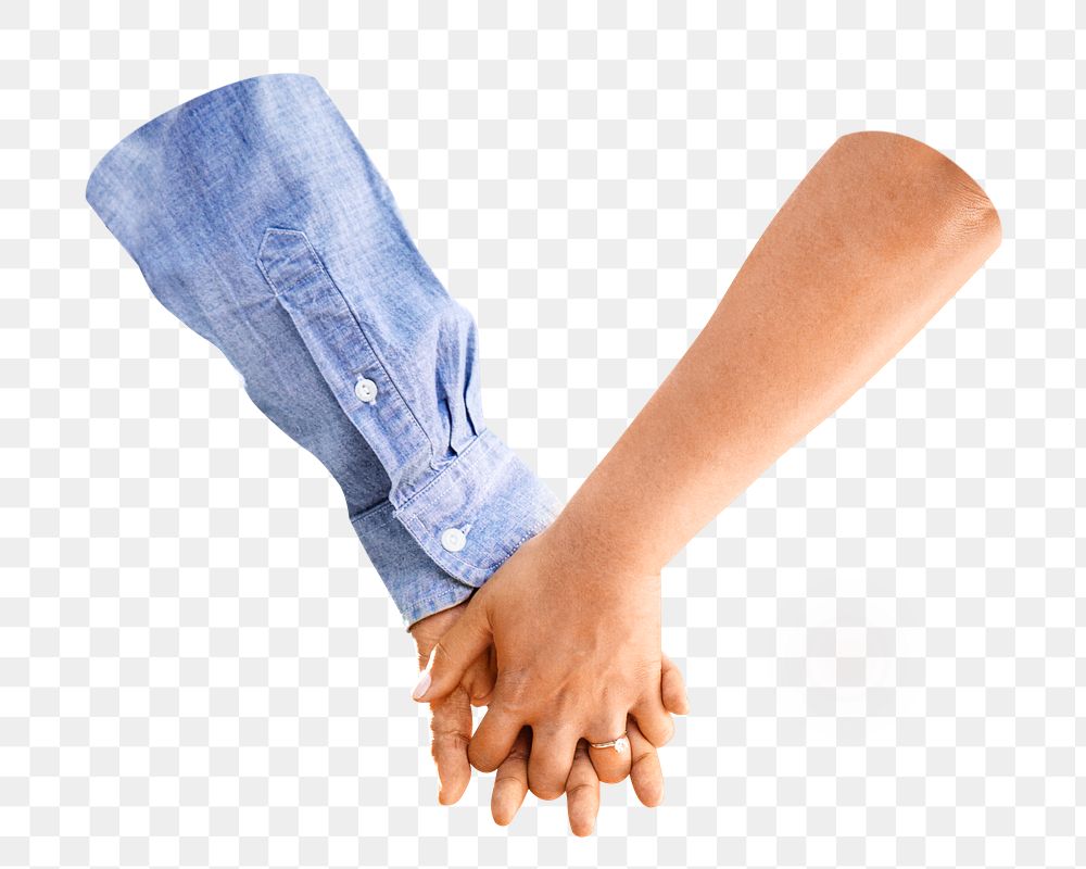 Couple holding hands png, transparent background