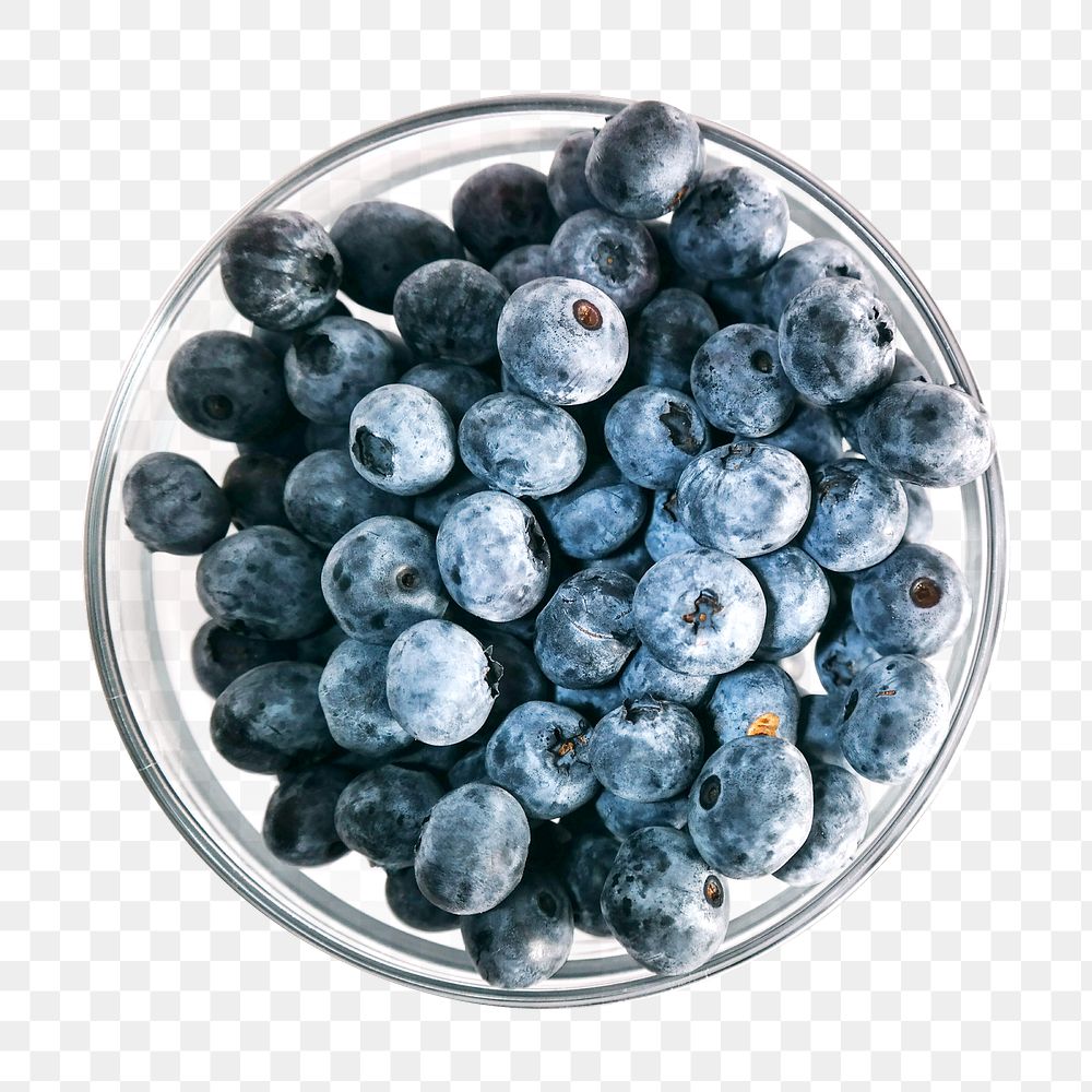 Blueberry bowl png collage element, transparent background